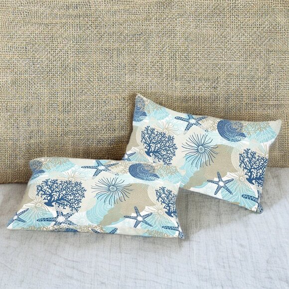 Lumbar Beach Pillow Covers Nautical Coastal Decor Decorative Soft Throw Cases - Picture 5 of 7